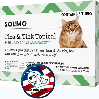 Nhỏ Gáy Tri Ve, Bọ chét Cho Mèo SOLIMO ( 1 ống ) ( Hàng USA )