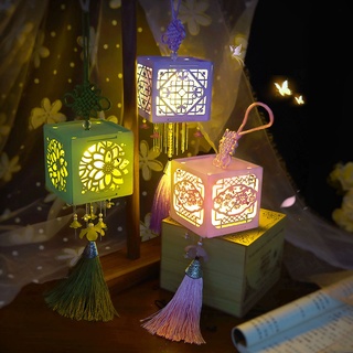 Bộ hộp lồng đèn Trung Hoa cổ bằng gỗ làm thủ công bắt mắt trang trí giáng sinh sáng tạo DIY