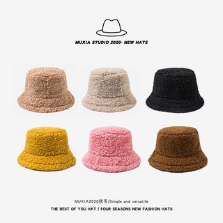 Mũ Lông cừu Giữ ấm Mùa Đông Màu trơn Ulzzang Hàn Quốc Mũ Lông cừu trơn Nhật Bản Giữ ấm Cao cấp