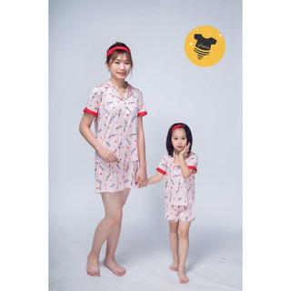 [FREE SHIP] Bộ đồ Pijama THIẾT KẾ CHẤT LỤA CAO CẤP CHO mẹ và bé siêu Cute chất mát, mềm