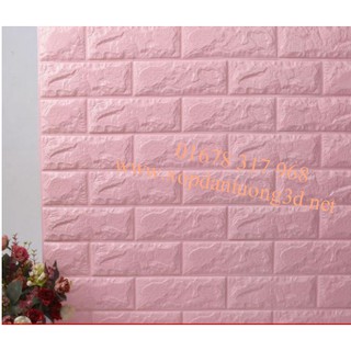 Xốp dán tường gạch 3d màu hồng