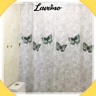 Rèm Phòng Tắm Chống Thấm Nước Đẹp 100% Polyester Họa Tiết Bướm Sang Trọng 2x2m PT01
