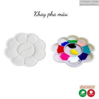 Khay pha màu nhựa hình hoa chuyên dụng cho màu nước Acylic đường kính 8cm K01