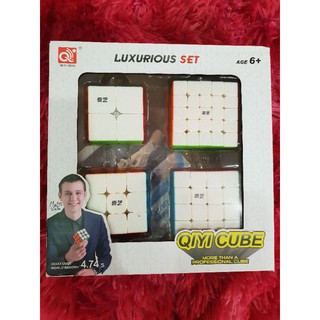 Combo 4 Rubik QiYi Luxurious Gift Set, 2x2, 3x3, 4x4, 5x5 - Siêu trơn, Siêu mượt, Bẻ Góc Tốt