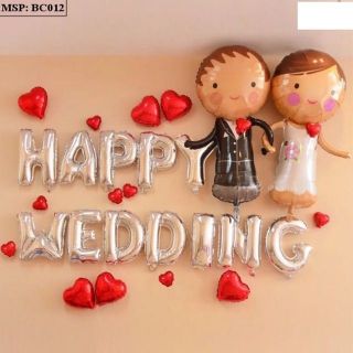 Bộ 12 bóng chữ HAPPY WEDDING trang trí tiệc cưới