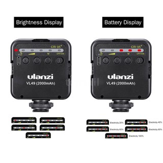 Đèn chụp ảnh ulanzi VL49 Mini LED 6W 5500K CRI95 + Pin lithium tích hợp với ngàm cho Canon Nikon Sony DSLR
