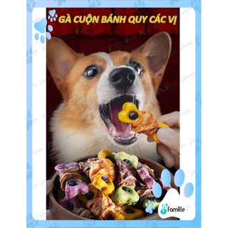 [HANDMADE]Gà Cuộn Bánh Quy Mix Vị ~ Snack Cho Chó Mèo ~ Bánh Thưởng Thú Cưng 100gr - JFamille Pet Snack