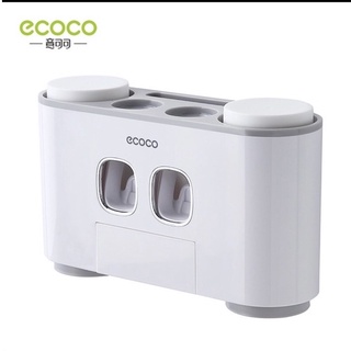 Giá treo bàn chải nhà tắm ECOCO có nhả kem đánh răng tự động kèm cốc và miếng dán tường - hàng chính hãng ECOCO cao cấp