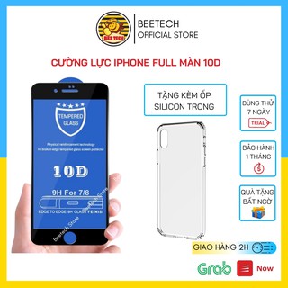 Cường lực iphone full màn 10D tặng kèm ốp silicon cao cấp, Beetech