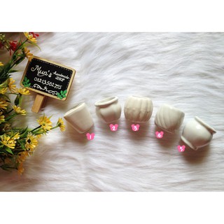 Chậu sứ trắng mini làm handmade, hoa pha lê, hoa đất sét