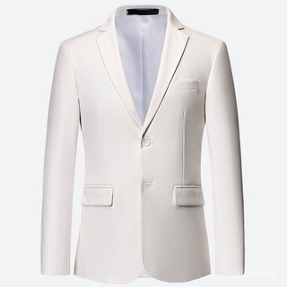 Bộ đồ vest dáng ôm cài nút màu trắng phong cách công sở dành cho nam giới Plus Size