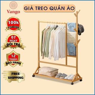Giá treo quần áo thông minh bằng gỗ tre tự nhiên Vango V5, Giá phơi quần áo đa năng, hiện đại, sang trọng