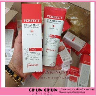 Kem tẩy lông Holikey Perfect Clear Hair Removal Cream Hàn Quốc 100ml giúp loại bỏ lông giúp da sáng mềm mại hơn
