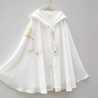 Áo choàng trắng cổ trang in hoa ACCT001 | trang phục, phục kiện cổ trang, cổ phong - Hán phục (Hanfu)