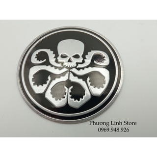 Tem dán xe máy logo Hydra Marvel bạch tuộc bạc nền đen (6)