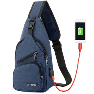 Túi đeo ngực vải thô kèm dây USB T0016