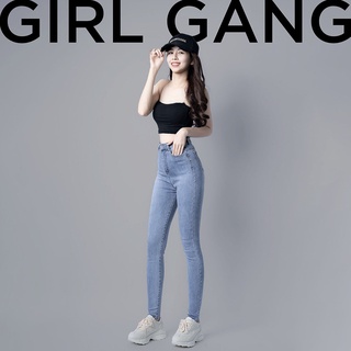 Quần Jean Nữ Lưng Cao Skinny Dáng Ôm Trơn Basic Hàn Quốc GG001