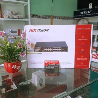 Switch mạng Hikvision DS-3E0318P-E/M(B) 16 cổng PoE 100M, 1 cổng uplink 1000M, 1 cổng SFP độc lập 10/100/1000M