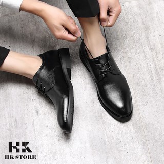 Giày tây buộc dây da bò cao cấp 👑 HK STORE 👑 hàng chính hãng - sang xịn - lịch sự - bảo hành 12tháng.