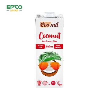 EcoMil Nước uống từ dừa không đường hữu cơ 1L
