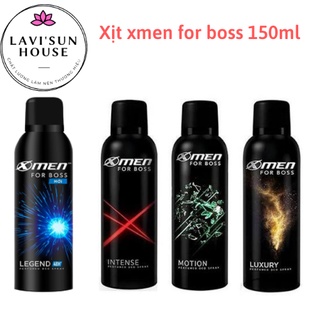 Xịt khử mùi Xmen for boss 150ml,xịt khử mùi nam hương nước hoa 4 mùi intense,luxury,motion, legend