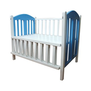 Giường cũi trẻ em Trắng _ Xanh (100% gỗ tự nhiên, sơn PU cao cấp) sử dụng làm giường cho bé, cũi an toàn cho bé