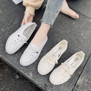 [ HÀNG CHÍNH HÃNG ] giày silipon trắng kem xinh xắn chất da pu hót trend 2021