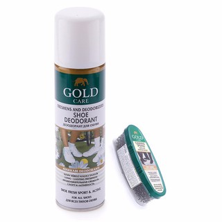 Combo GoldCare - Chai khử mùi hôi giày GC3003 và Bàn chải bụi GC4008