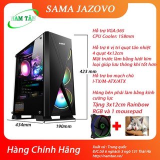 Vỏ case máy tính PC SAMA JAZOVO Plus XII Black ( Tặng 3x12cm Cyclone Rainbow RGB + 1 bàn di chuột )