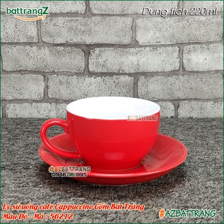 [220ml] Ly sứ uống cafe Cappuccino màu Đỏ Gốm Bát Tràng
