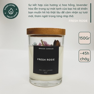 [TẶNG HŨ 129K] Nến thơm hương hoa hồng mix bạc hà và lavender - FRESH ROSIE - 150gr (~45 giờ đốt)