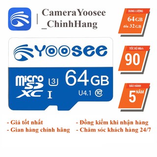 Thẻ nhớ 64GB YOOSEE Class 10 90Mb/s, Thẻ nhớ Yoosee chuyên camera Yoosee, Điện thoại, loa đài - Bảo hành 5 năm 1 đổi 1