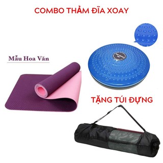 Thảm tập Yoga COMBO thảm tập đĩa xoay thảm tập gym có tặng túi đựng