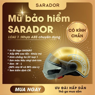 Mũ ( Nón ) bảo hiểm Sarador nhựa ABS chuyên dụng loại 1, xốp EPS cao tần, kính chống UV loại 1
