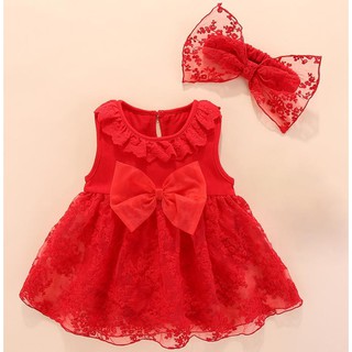 Váy Đầm Ren Đỏ Sơ Sinh Bé Gái T23