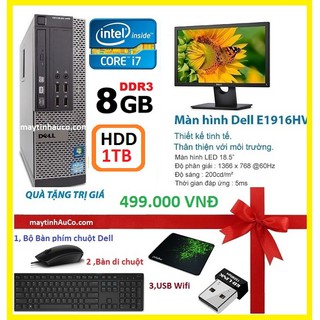 Máy tính để bàn đồng bộ Dell optiplex 390 ( Core i7 / 8G / 1000G ),Màn hình 18.5 Wide - Led, Tặng Bộ bàn phím chuột dell