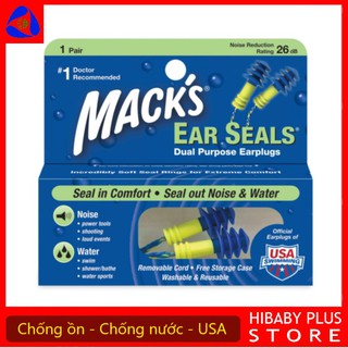 Hộp 1 đôi nút bịt tai đa năng chống ồn chống nước Ear Seals thương hiệu Mack's (USA)