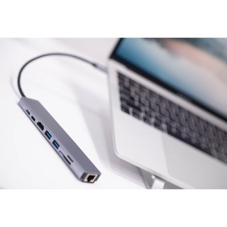Bộ chia (HUB) USB-C 8 trong 1 vỏ nhôm nguyên khối cho Macbook - Bảo hành 12 tháng 1 đổi 1 trong 30 ngày