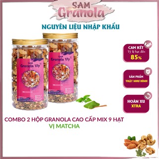 Combo 2 Granola ngũ cốc mix 9 loại hạt, quả cao cấp 500 Gram - Vị Matcha