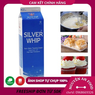 Kem Topping Silver Whip hộp 1kg - kem trang trí bánh, các món tráng miệng, đồ uống