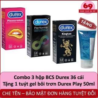 [DEAL HOT] Combo 3 Hộp Bao Cao Su Durex 36 cái tùy chọn. Tặng kèm 1 tuýt gel bôi trơn Durex Play 50ml