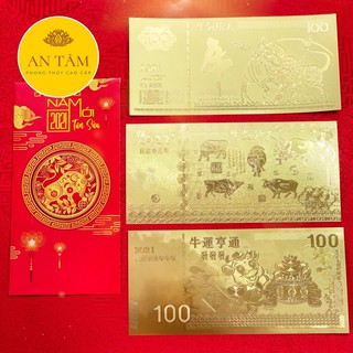 Tiền Con Cọp Macao 100 Mạ Vàng Lưu Niệm May Mắn Tết 2022 - Tặng Kèm Bao Lì Xì Tết