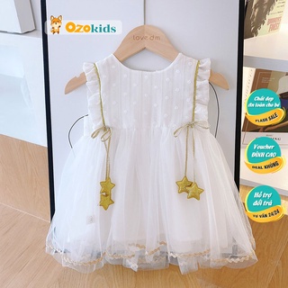 Váy công chúa bé gái Ozokids màu trắng điệu đà V0401072 (3 tháng - 7 tuổi)