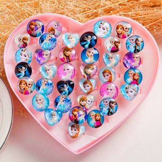 Hộp nhẫn nhựa đẹp cho bé 36 chiếc Mix các vật phim hoạt hình 🏵️ Công Chúa Elsa