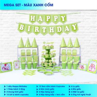 ( MEGA)Set sinh nhật màu xanh lá cây