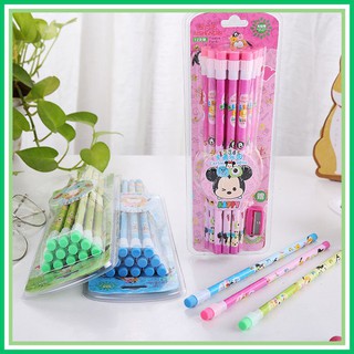 [TẶNG QUÀ] Bộ 12 bút chì HB kèm gôm tẩy, gọt xoáy bút chì đựng trong hộp đựng bút rất dễ thương, bút chì nhiều màu sắc