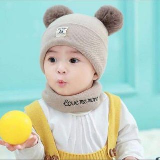 Sét mũ quả bông kèm khăn xuất Hàn cho bé yêu yêu (SP000114)