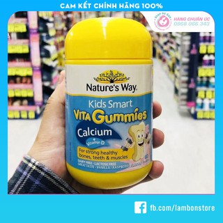 [CHUẨN AIR] Kẹo Vita Gummies Calcium + Vitamin D Nature's Way (Gum Canxi) 60 viên - Xuất xứ Úc Chính Hãng