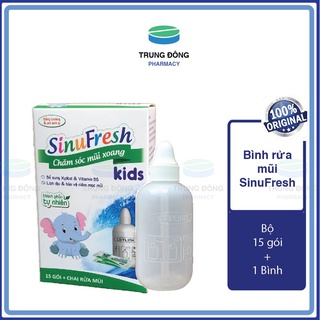 Bình rửa mũi cho bé Cát Linh Sinufresh Kids chai 180ml tặng 15 gói muối nano xoang,có van điều chỉnh-Trung Đông Pharmacy