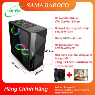 Vỏ Case máy tính SAMA Baroco Black ( Tặng 1x12cm Rainbow RGB + 01 bàn di chuột )